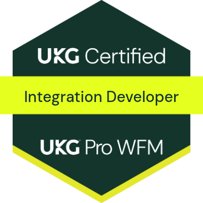 Pro WFM Integration Developer Certification, UKG certification badge